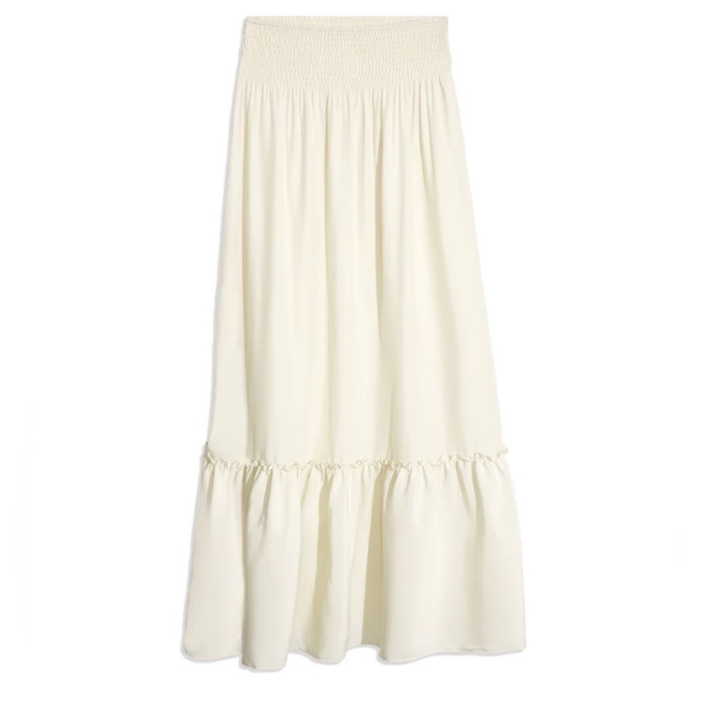 Weworewhat tiered ruffle maxi skirt in cream - new with tags